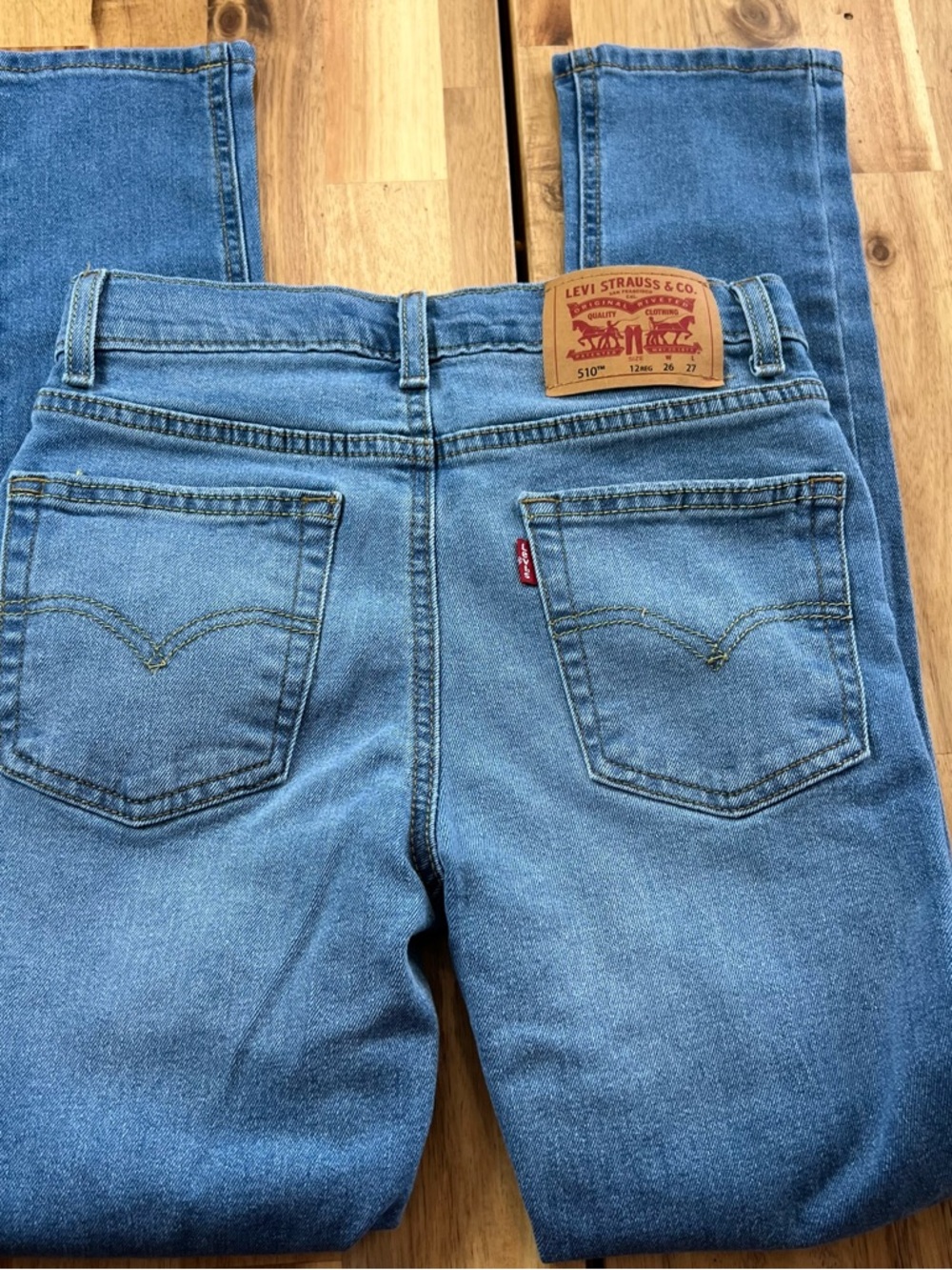 Levi’s 510 Skinny Jeans Youth 12 Distressed Light Wash Stretch Denim - Picture 6 of 9